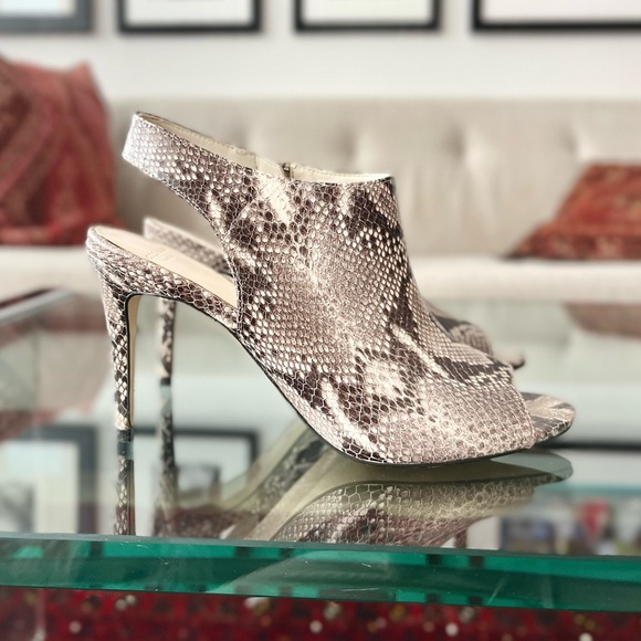 Cole Haan Snakeskin Print Slingback Mules Heels 7.5 Open Toe - Picture 11 of 11